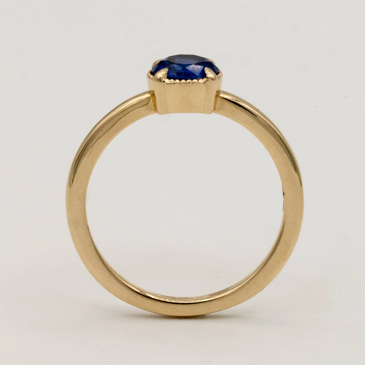Oak Sapphire Engagement Ring | .87ct Round Sapphire | 14k Yellow Gold