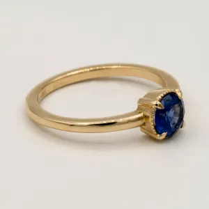 Oak Sapphire Engagement Ring | .87ct Round Sapphire | 14k Yellow Gold