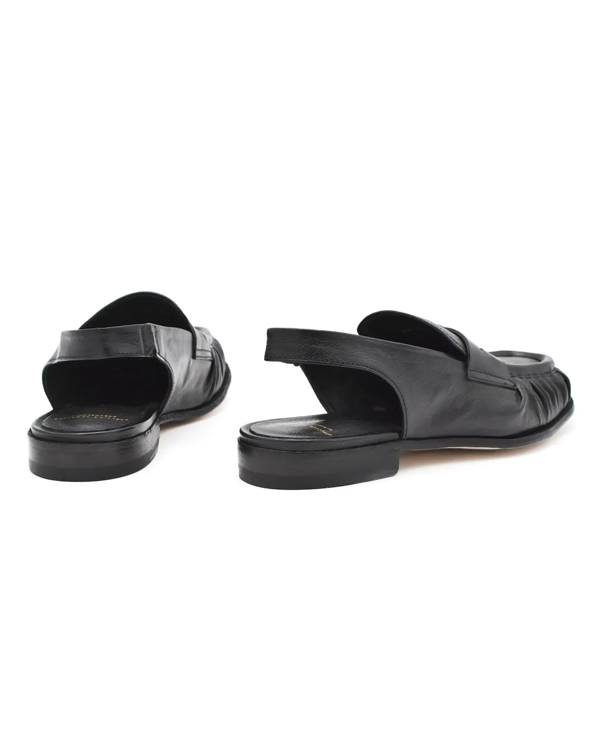 Officine Creative Solitude Black Leather Slingback Loafer