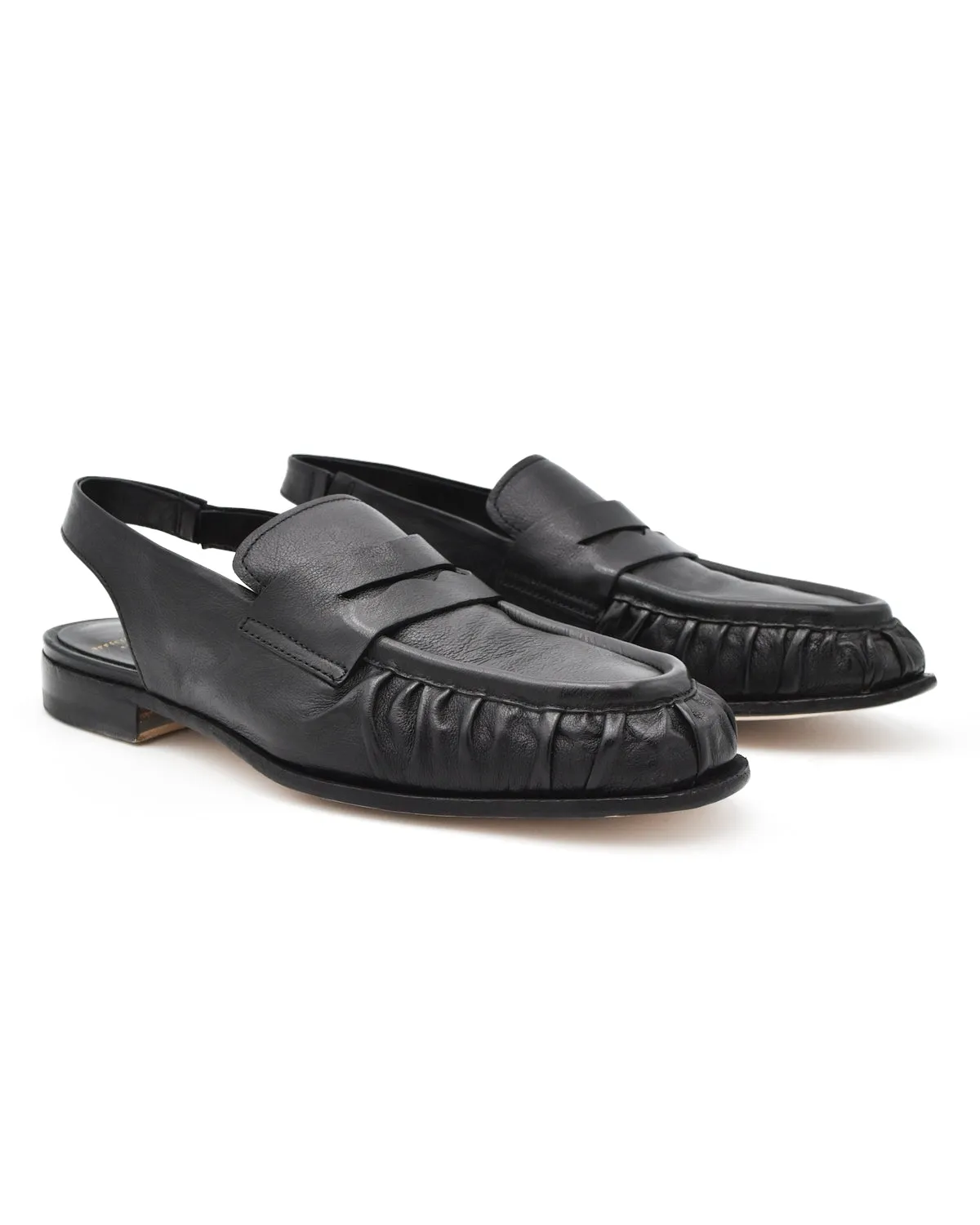 Officine Creative Solitude Black Leather Slingback Loafer
