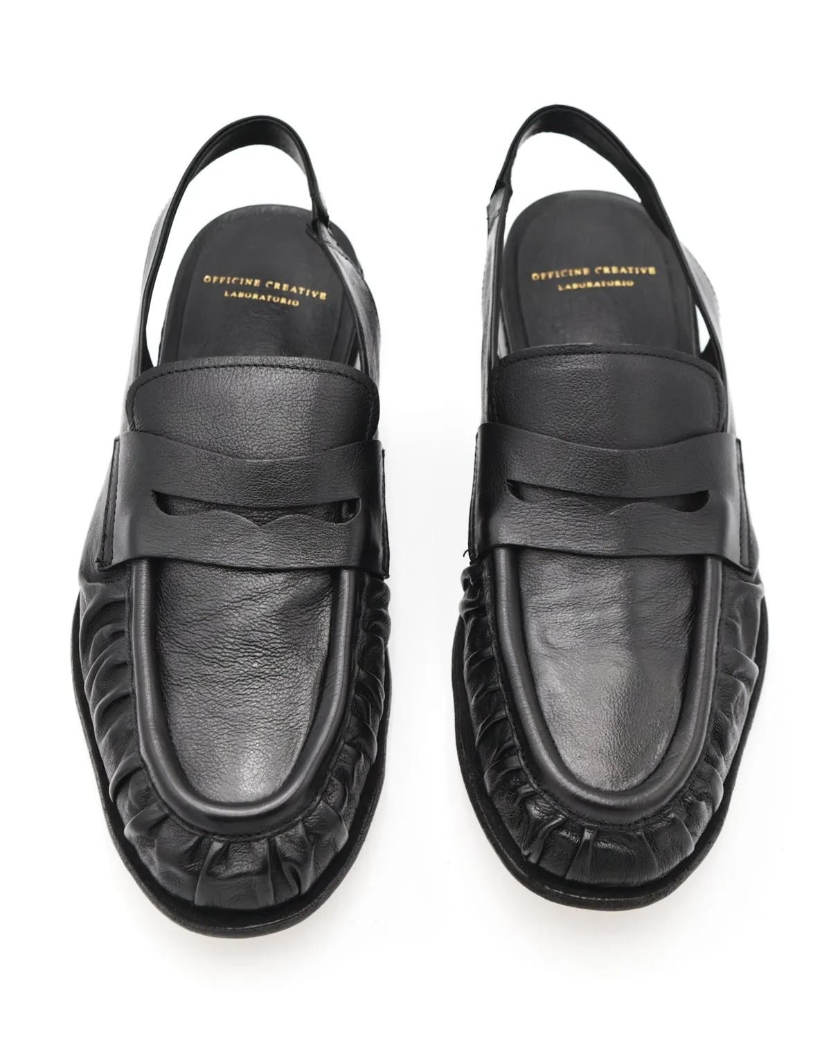 Officine Creative Solitude Black Leather Slingback Loafer