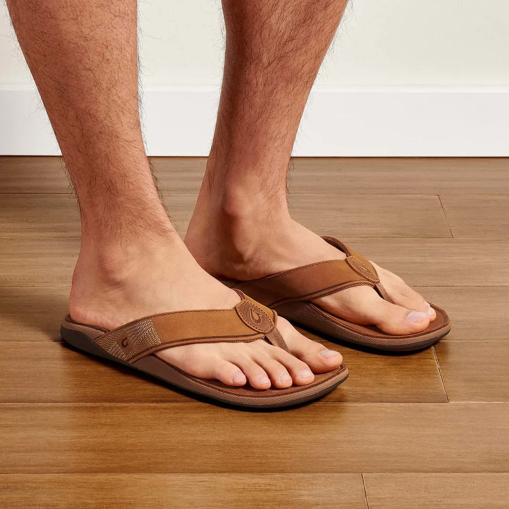 OluKai Men's Tuahine Leather Beach Sandals