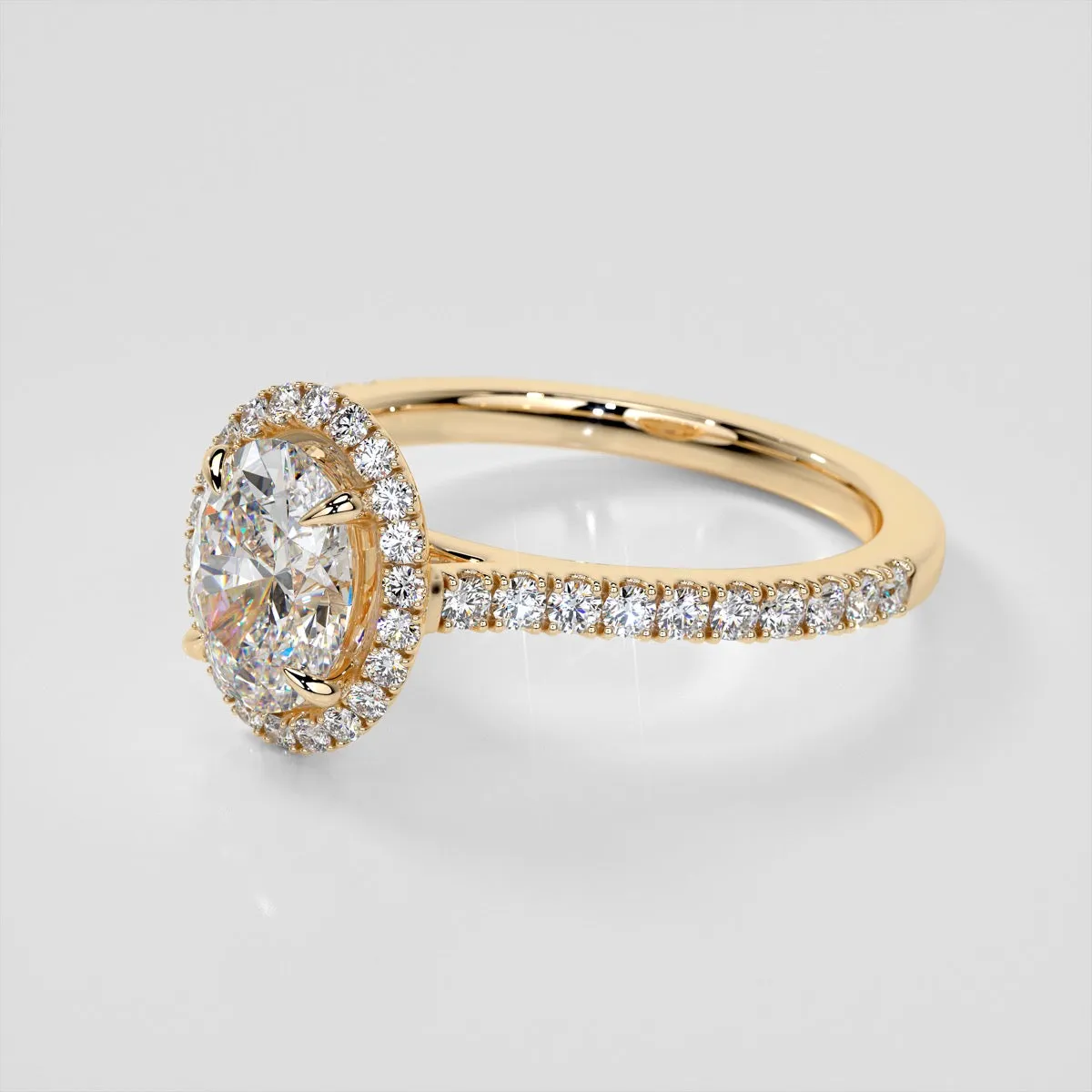 Oval Cut Halo Wedding Set With Accents