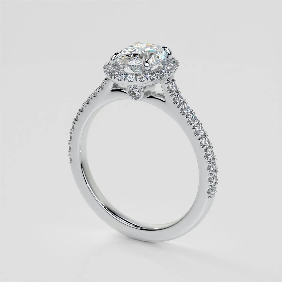 Oval Cut Halo Wedding Set With Accents