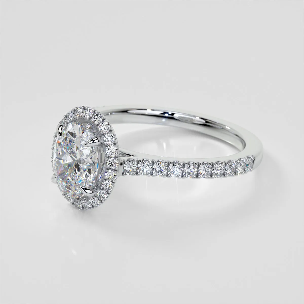 Oval Cut Halo Wedding Set With Accents