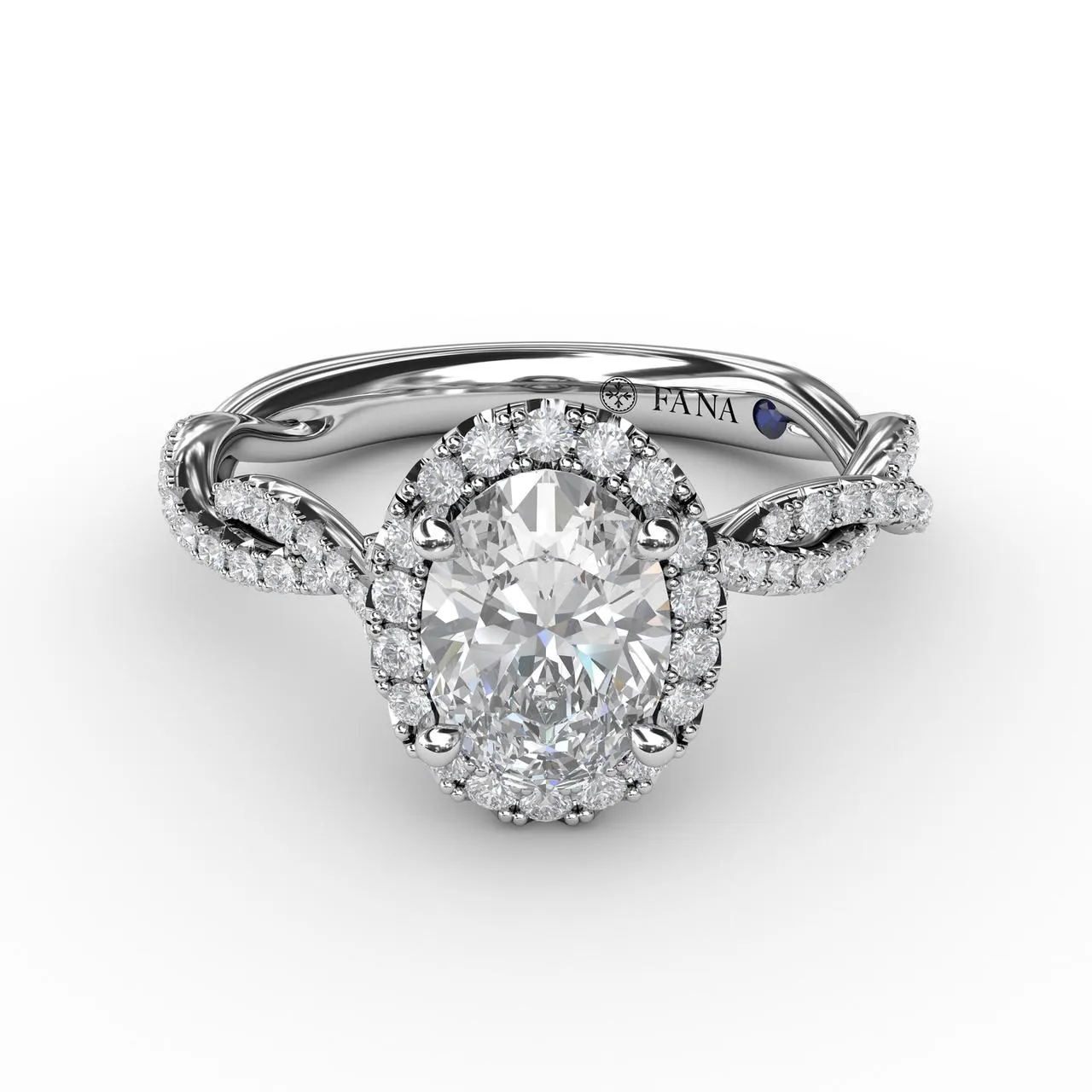 Oval Halo with Diamond Twist Shank