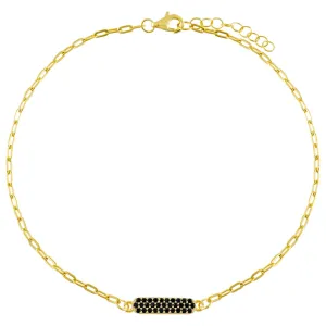 Pavé Onyx Bar Link Anklet