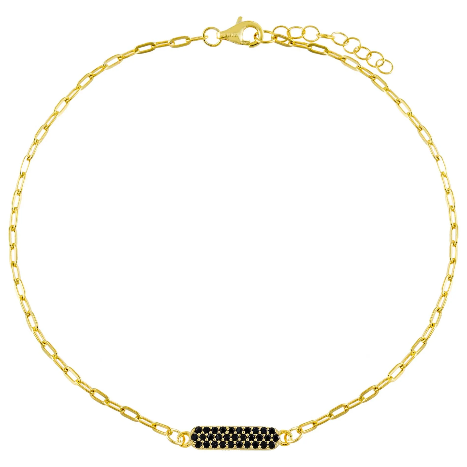 Pavé Onyx Bar Link Anklet