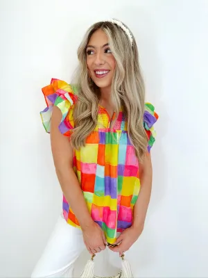 Penny Plaid Smocked Top