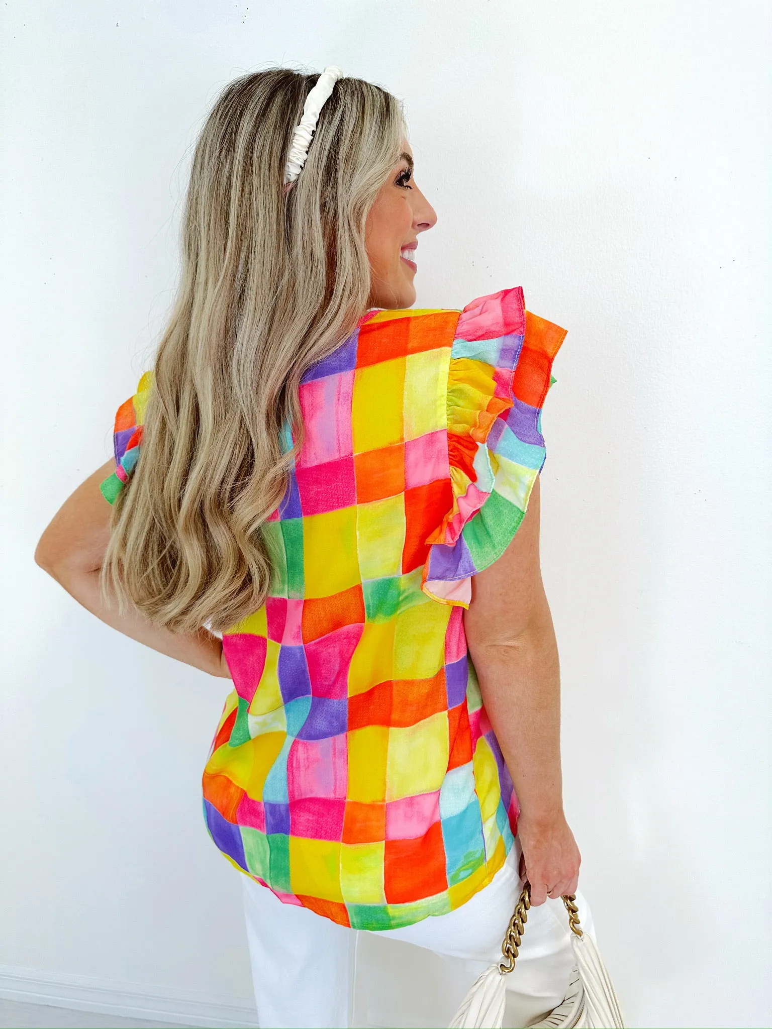 Penny Plaid Smocked Top
