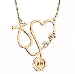 Personalized Nurse Stethoscope Name Necklace with Chain Included Jewelry