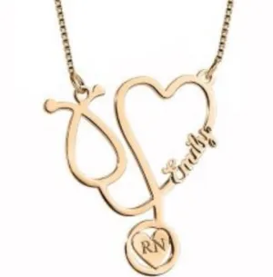 Personalized Nurse Stethoscope Name Necklace with Chain Included Jewelry