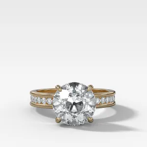 Petite Channel Set Engagement Ring with Old Euro Cut Diamond