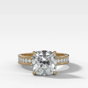Petite Channel Set Engagement Ring with Old Mine Cut Diamond