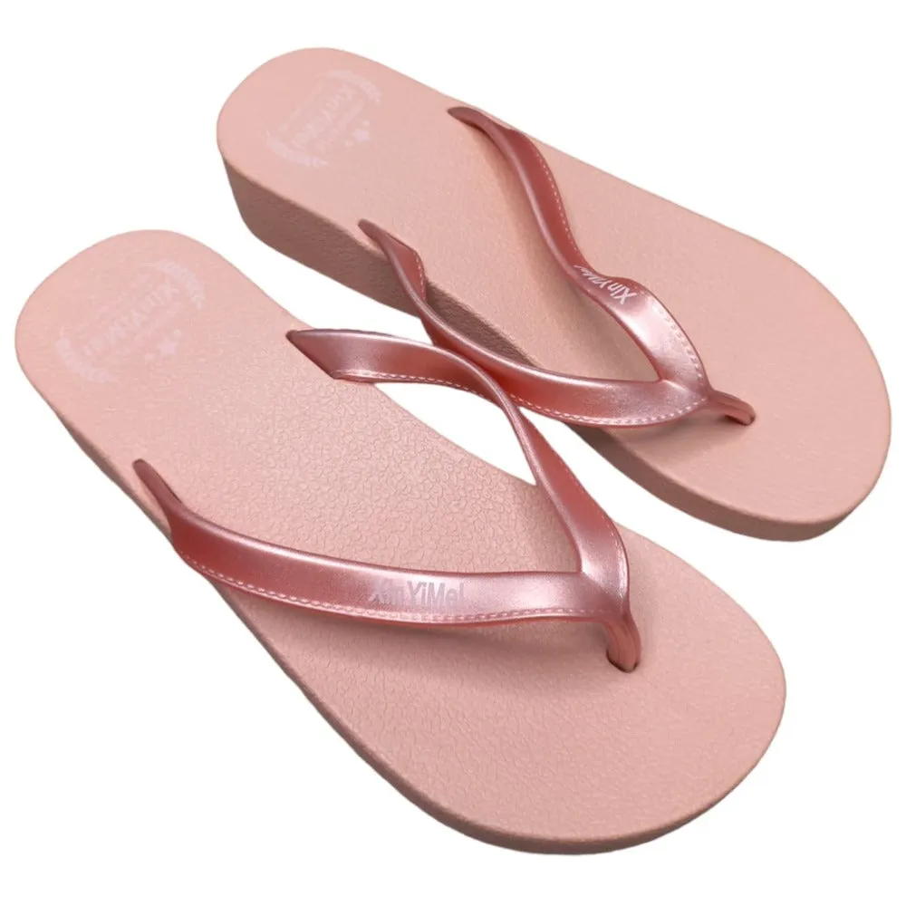 Pink And Black Beach Slippers
