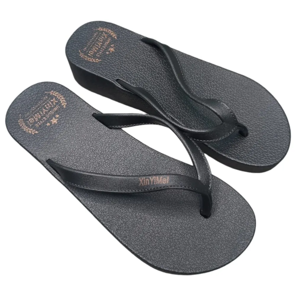 Pink And Black Beach Slippers