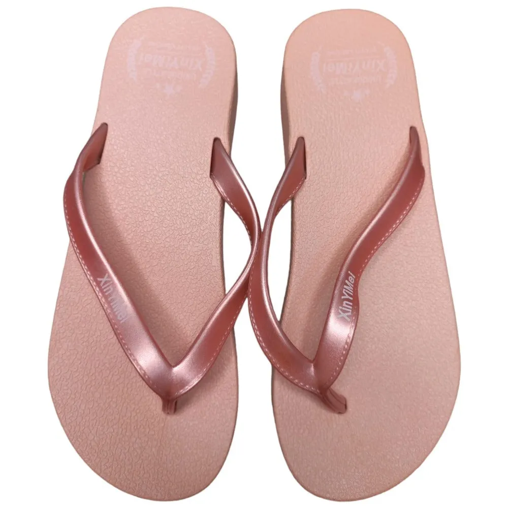 Pink And Black Beach Slippers