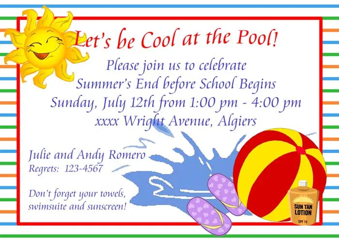 POOL THINGS CUSTOM INVITATION
