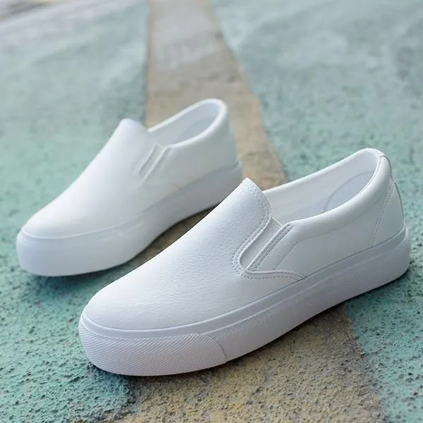 Pu Leather Women Loafers Fashion Ballet Flats Pink White Black Shoes