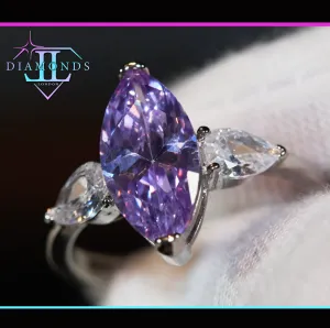 Purple Diamond Ring | Marquise Ring | Marquise Diamond Wedding Ring