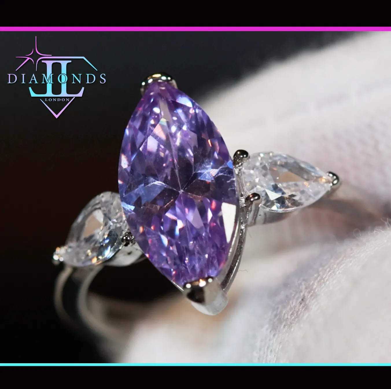 Purple Diamond Ring | Marquise Ring | Marquise Diamond Wedding Ring