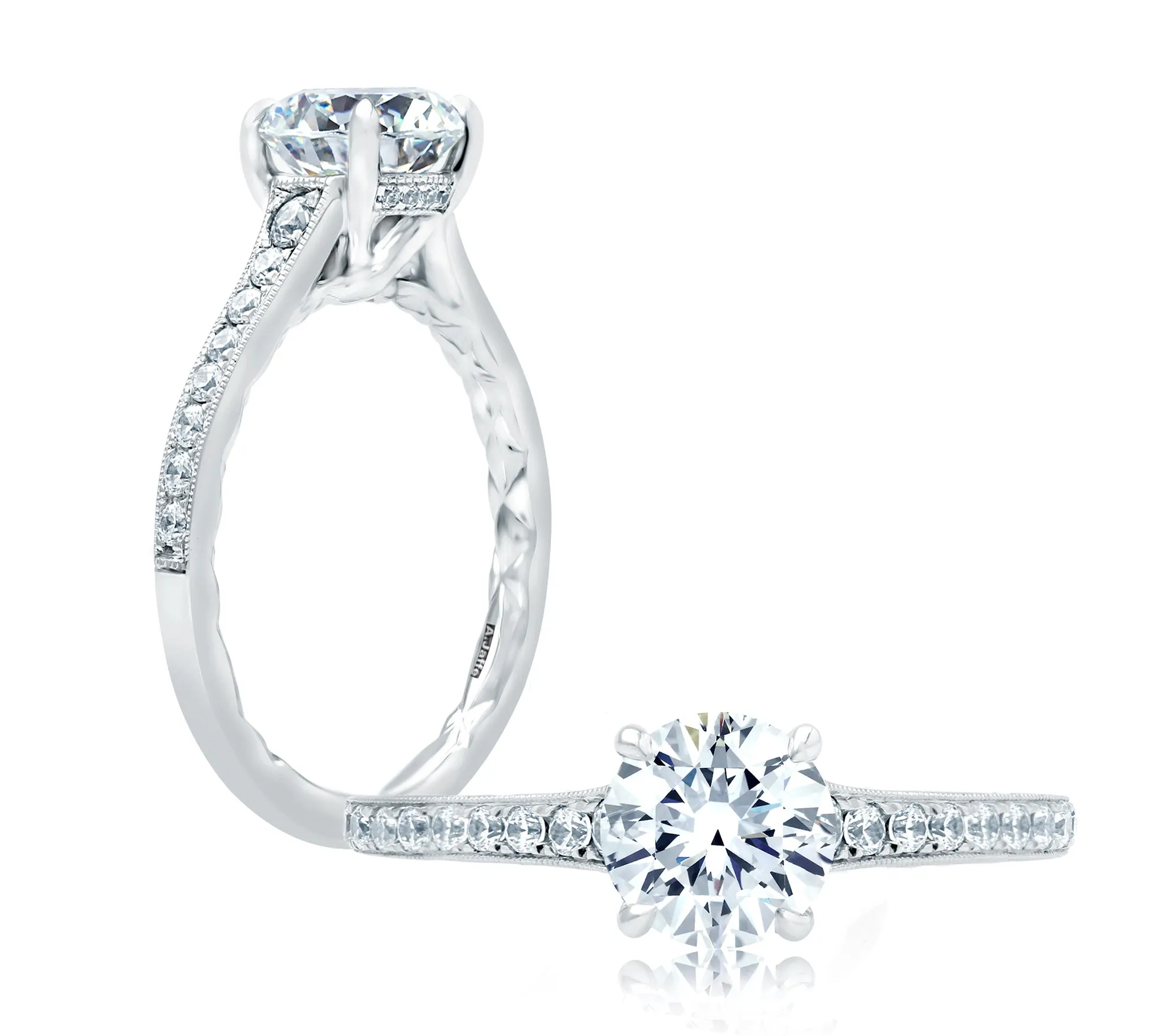 Quilted Round Engagement Ring