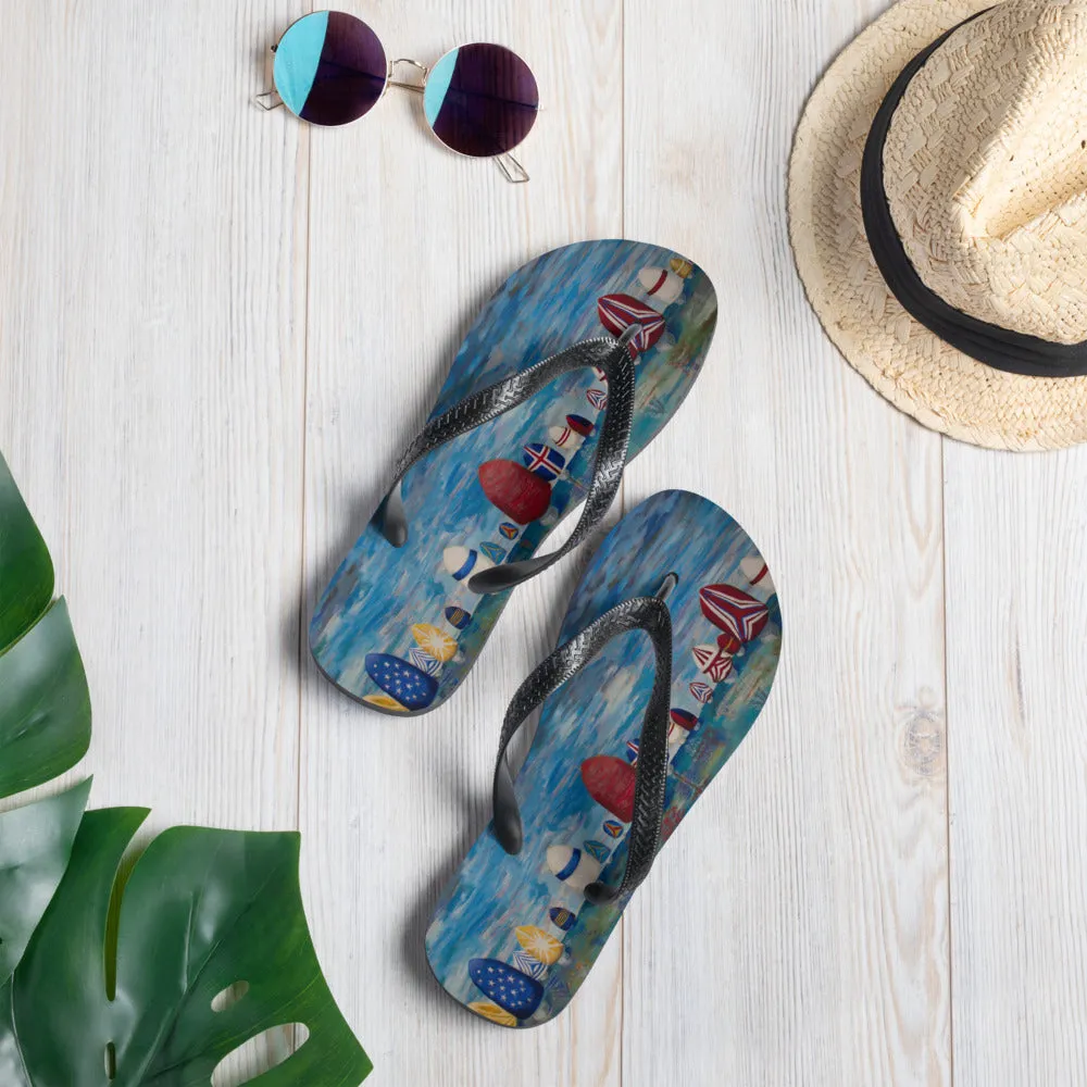 "Spinnaker Party" Flip-Flops/Beach Sandals/Sailing Shoes