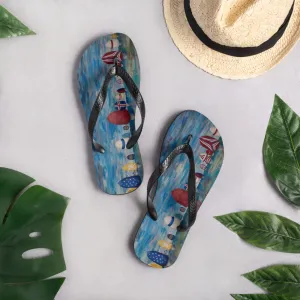 "Spinnaker Party" Flip-Flops/Beach Sandals/Sailing Shoes