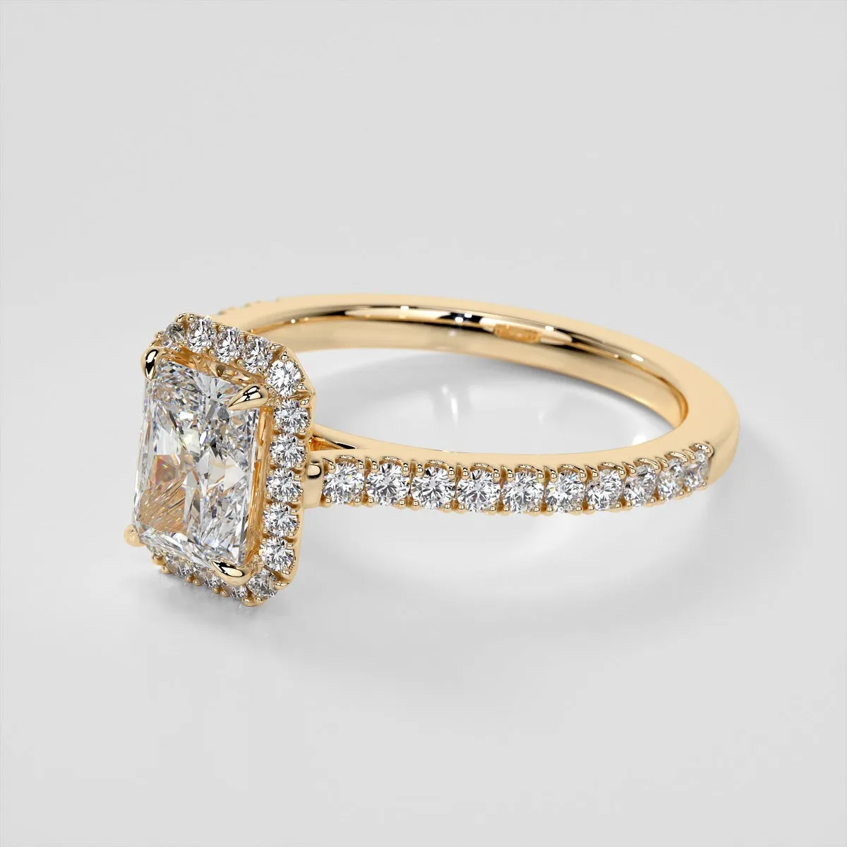 Radiant Cut Halo Engagement Ring With Accents
