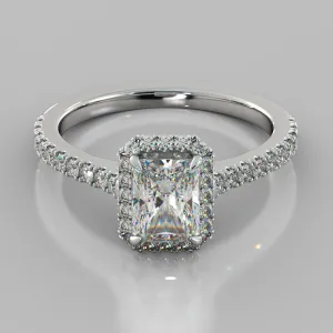 Radiant Cut Halo Engagement Ring With Accents