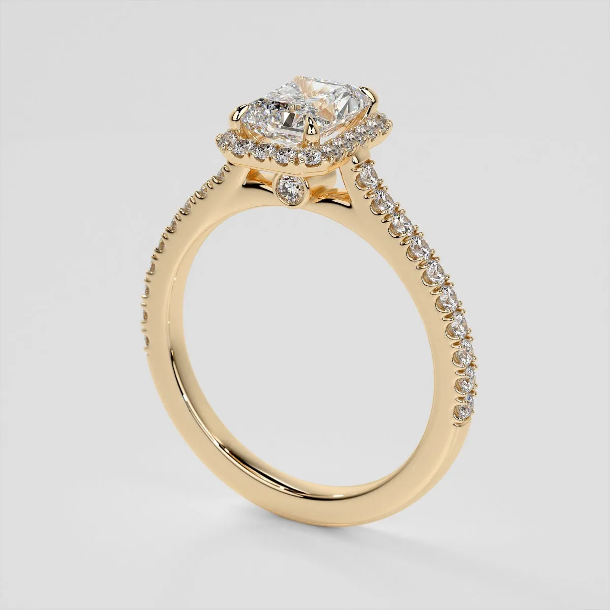Radiant Cut Halo Engagement Ring With Accents