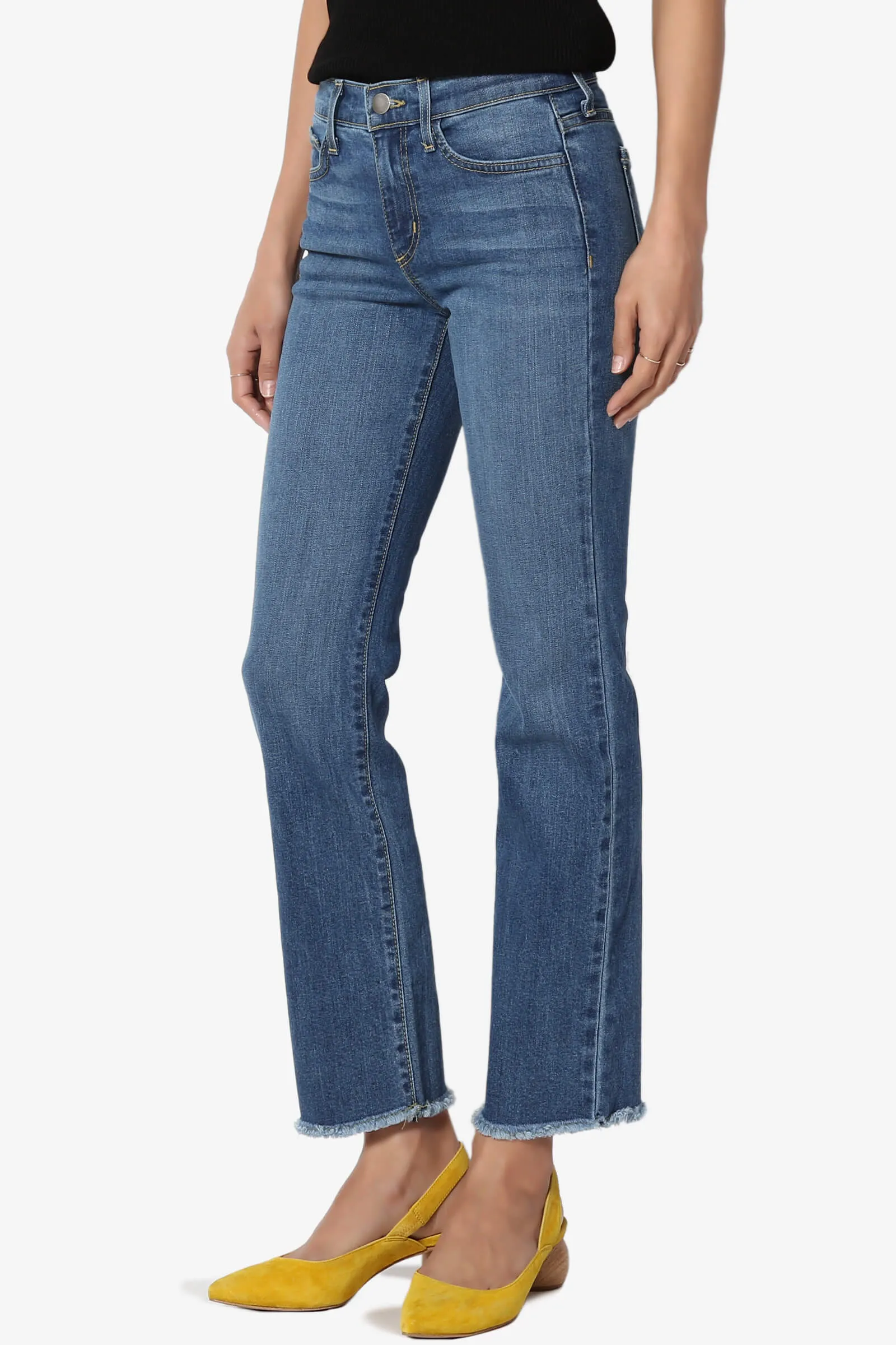 Raidha Mid Rise Crop Bootcut Jeans