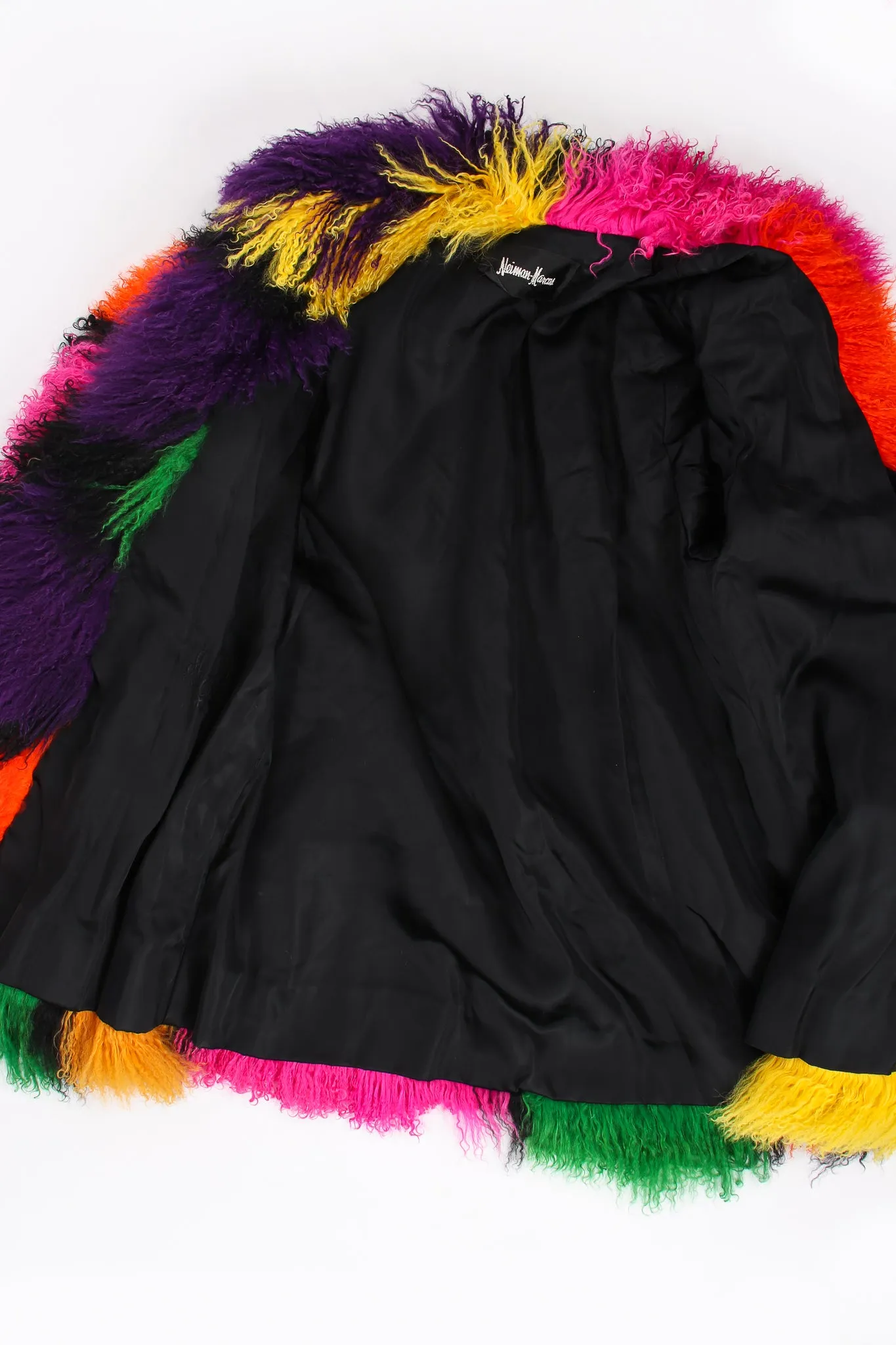 Rainbow Mosaic Mongolian Fur Coat