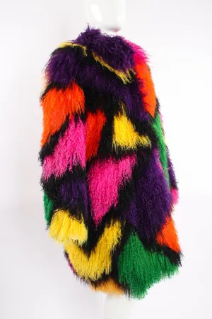 Rainbow Mosaic Mongolian Fur Coat