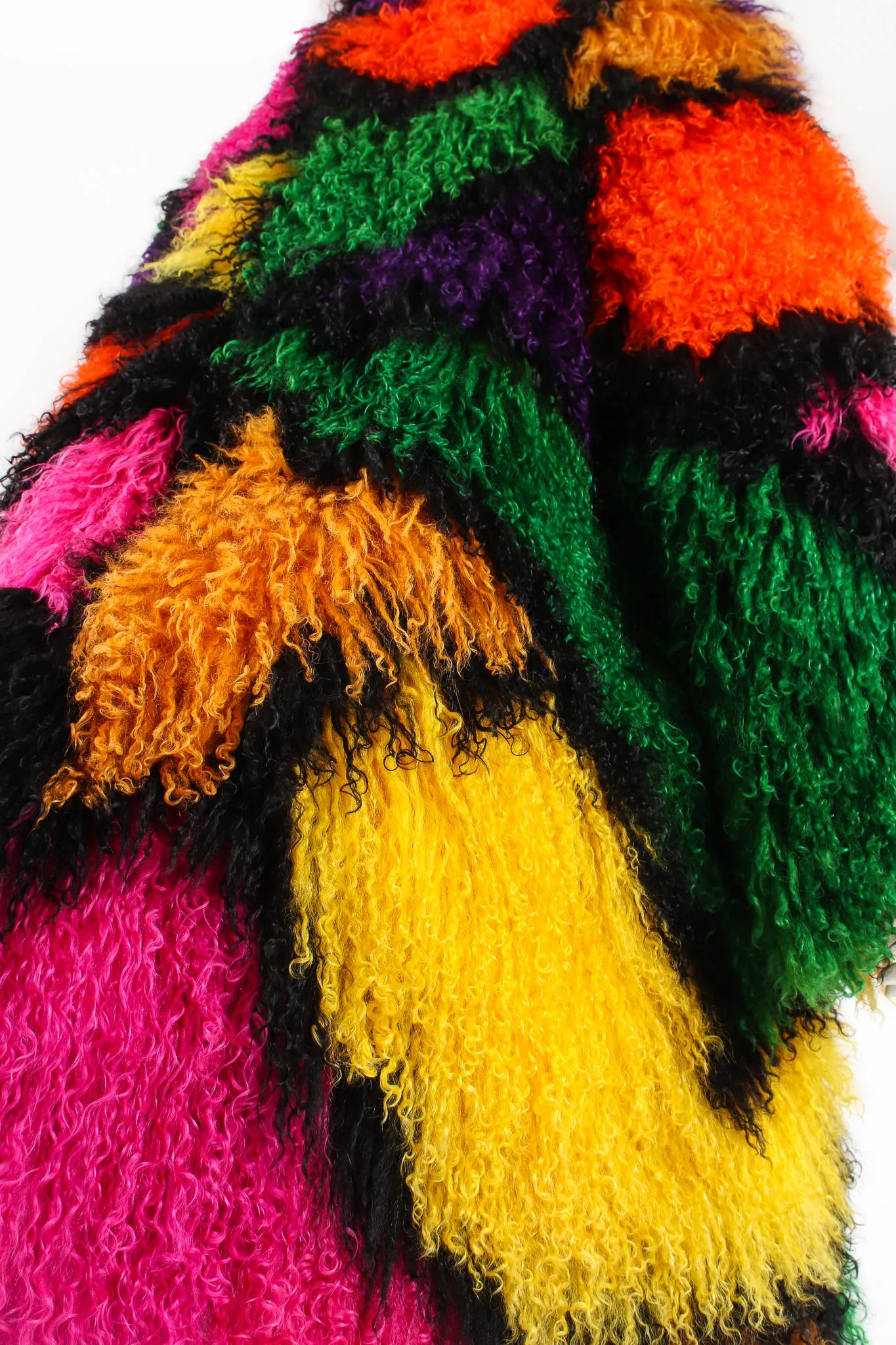 Rainbow Mosaic Mongolian Fur Coat