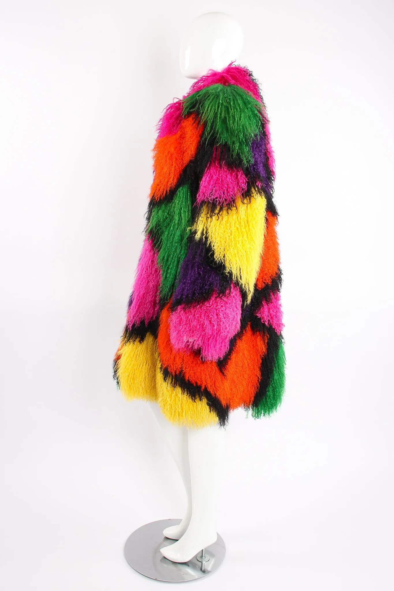 Rainbow Mosaic Mongolian Fur Coat