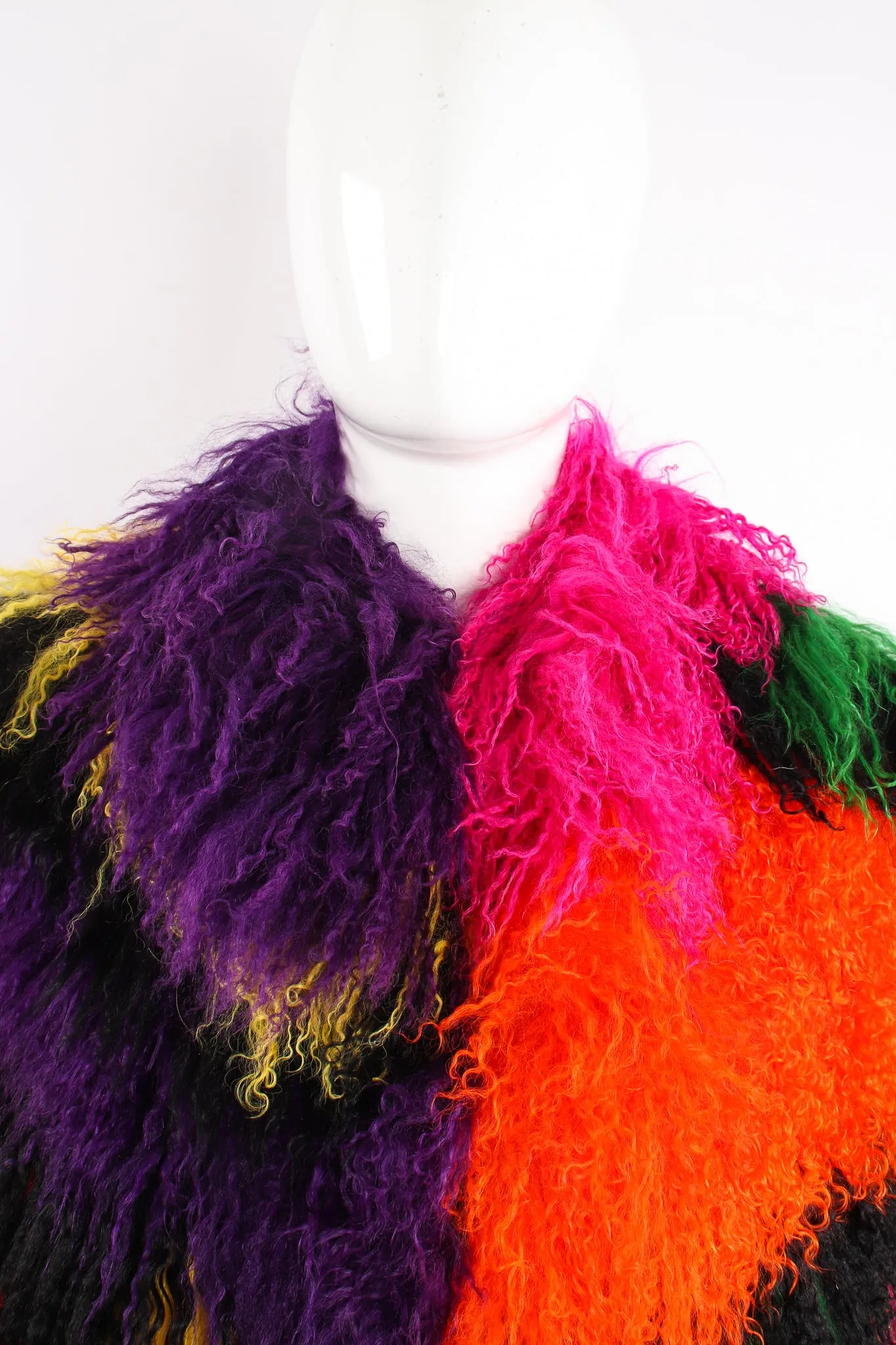 Rainbow Mosaic Mongolian Fur Coat