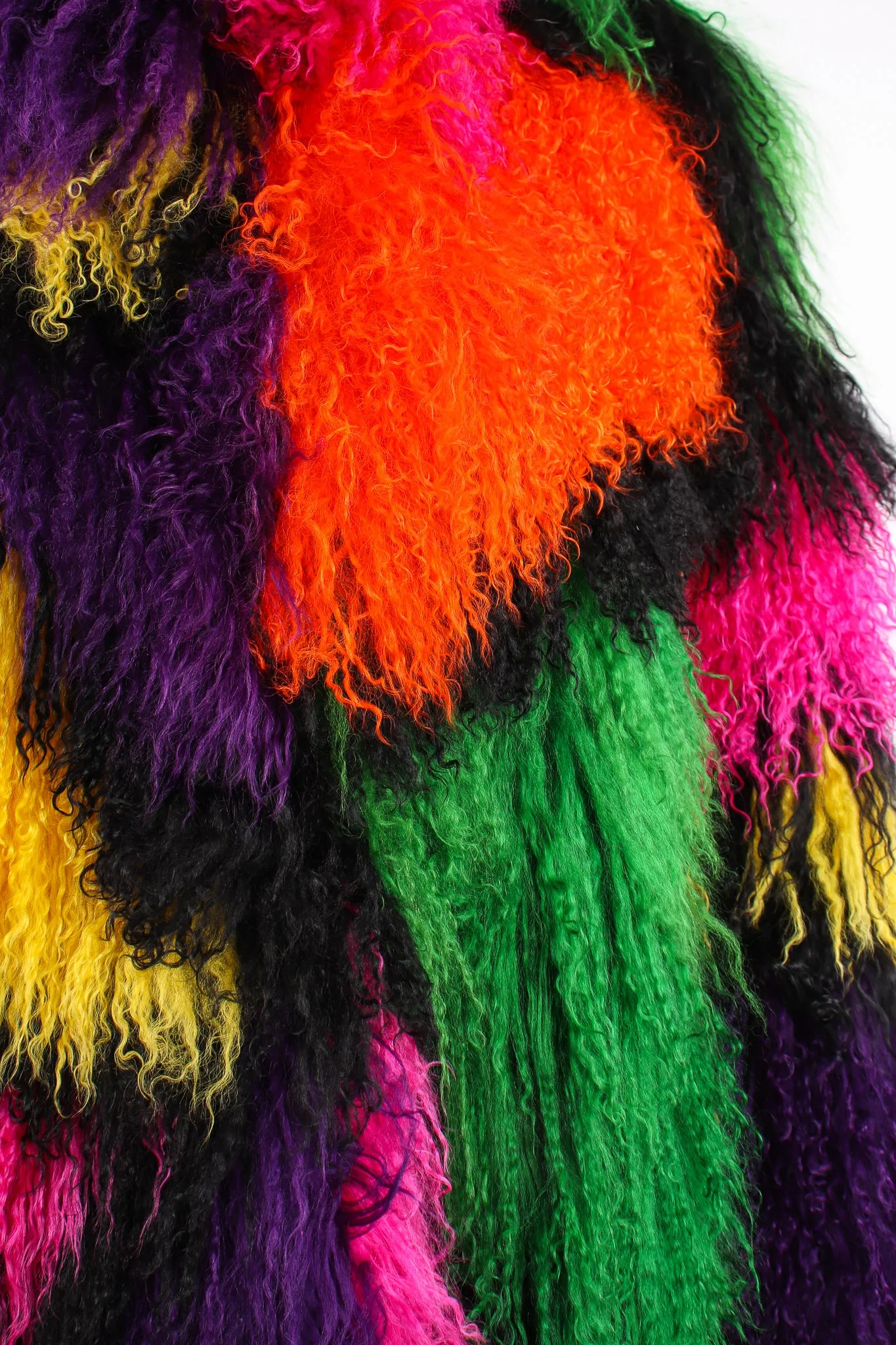 Rainbow Mosaic Mongolian Fur Coat