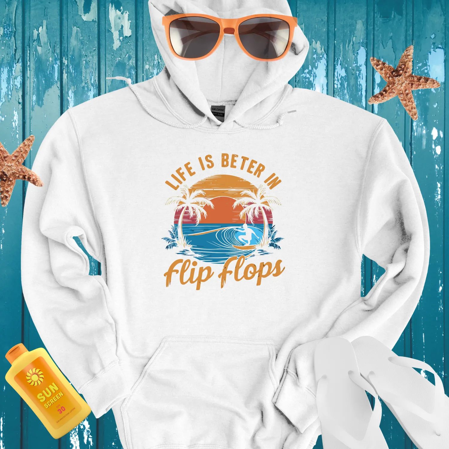 Retro Surfing Sunset Hoodie - Beach Lifestyle Vibes