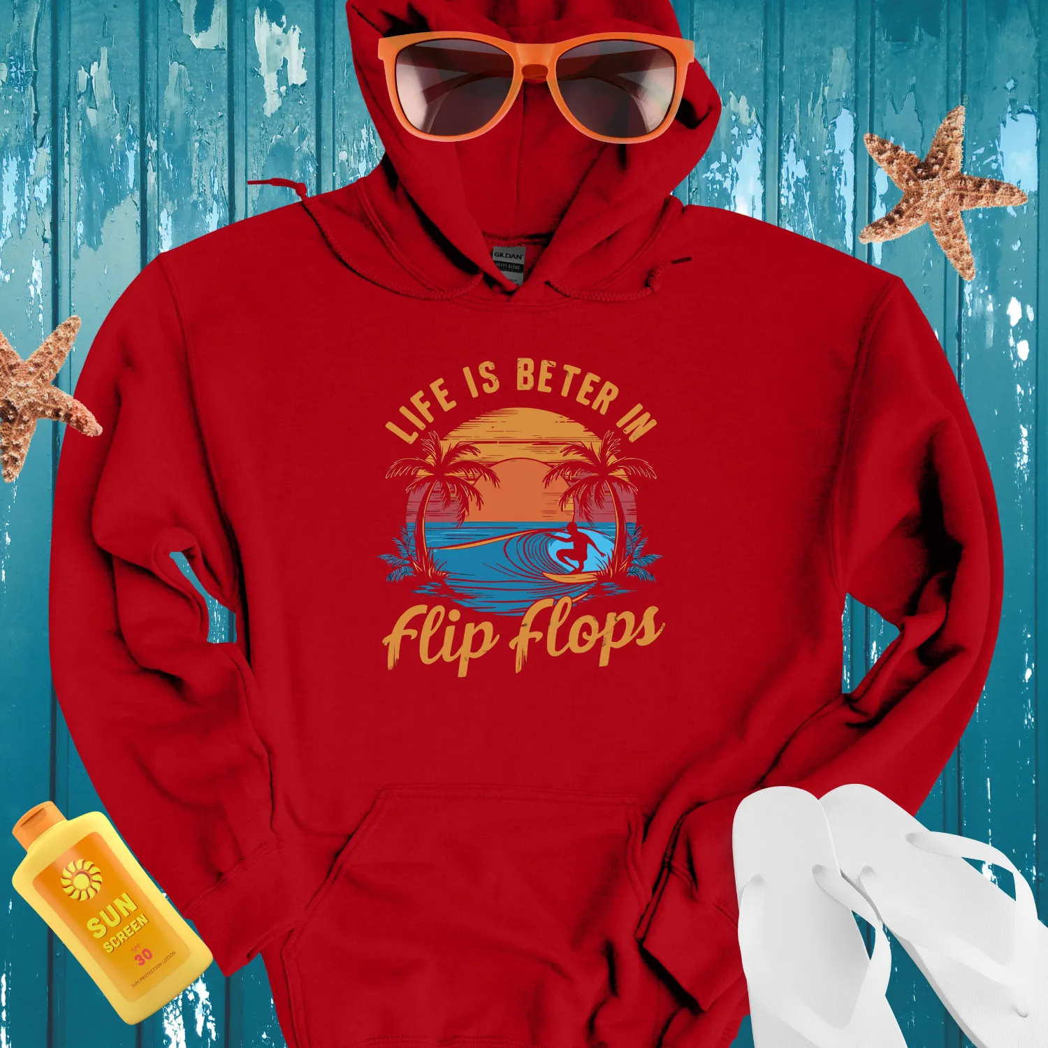 Retro Surfing Sunset Hoodie - Beach Lifestyle Vibes