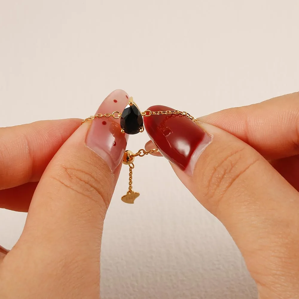 Rindrop Gemstone Adjustable Chain Ring
