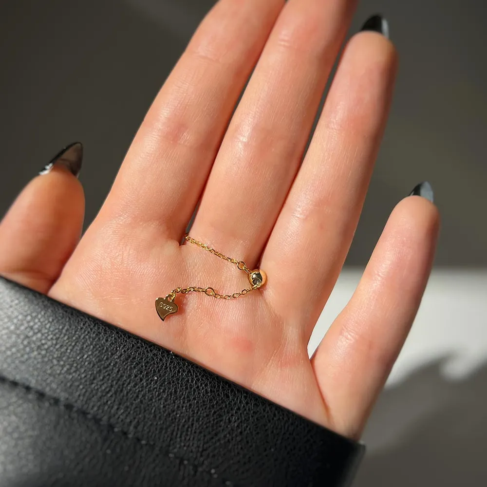 Rindrop Gemstone Adjustable Chain Ring