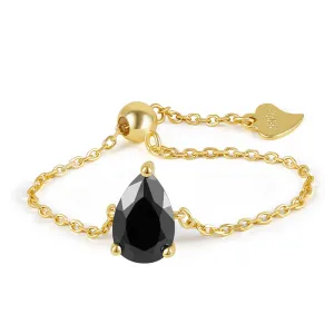 Rindrop Gemstone Adjustable Chain Ring