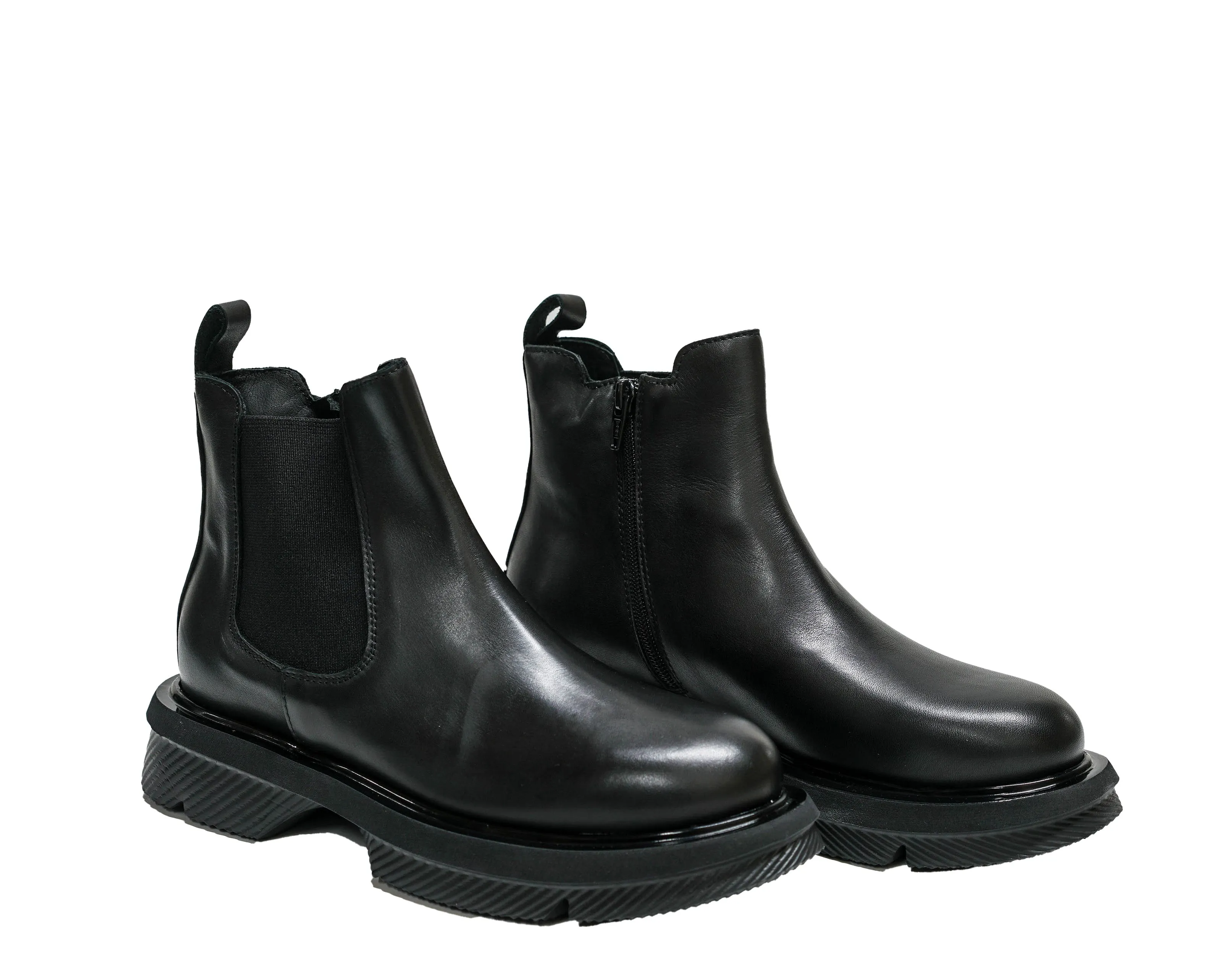 Roberto Serpentini Women's Leather Black Zip Boots Beatles 30% OFF