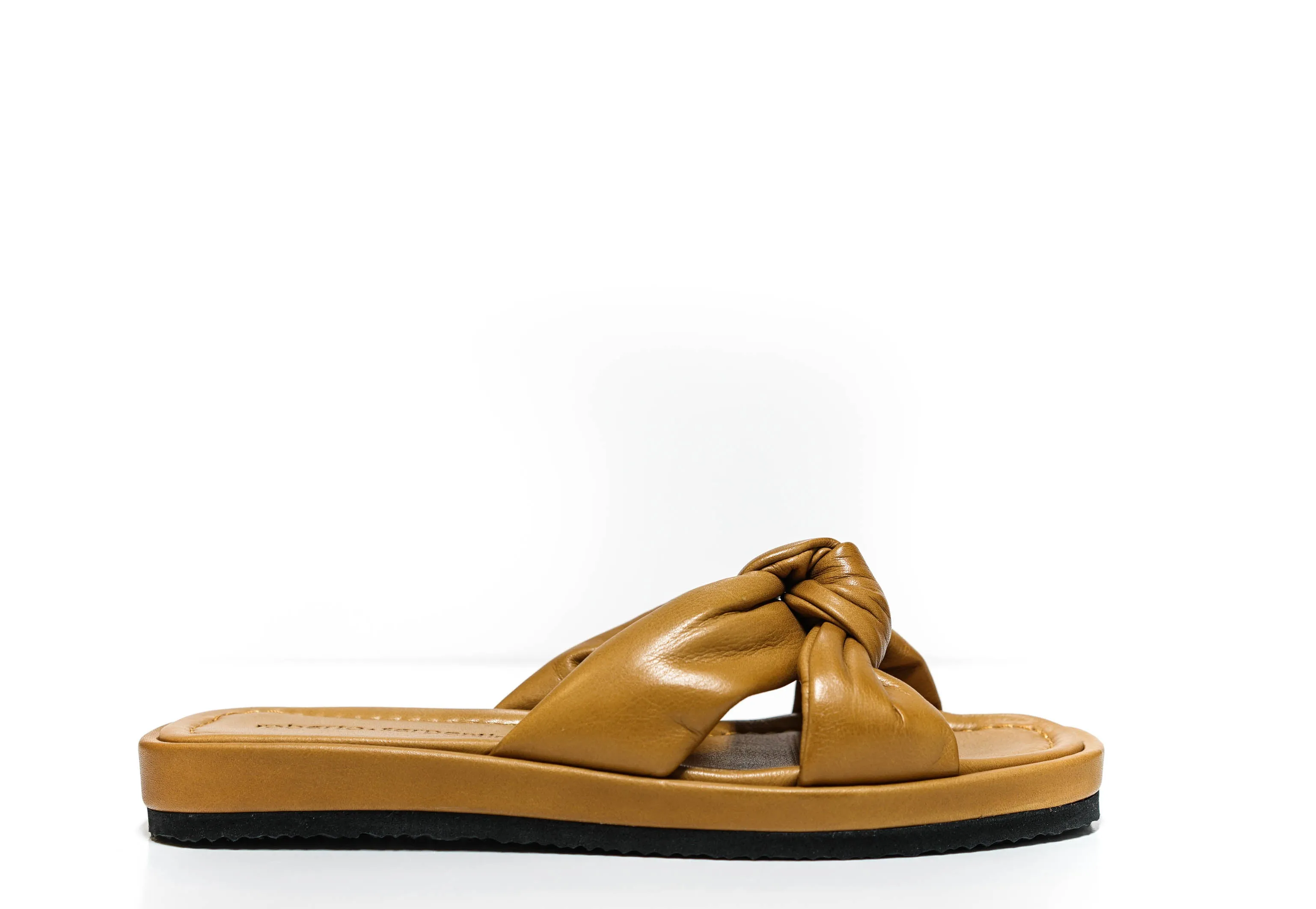 Roberto Serpentini Women's Tan Leather Knot Flats Sandals 30021 40% off