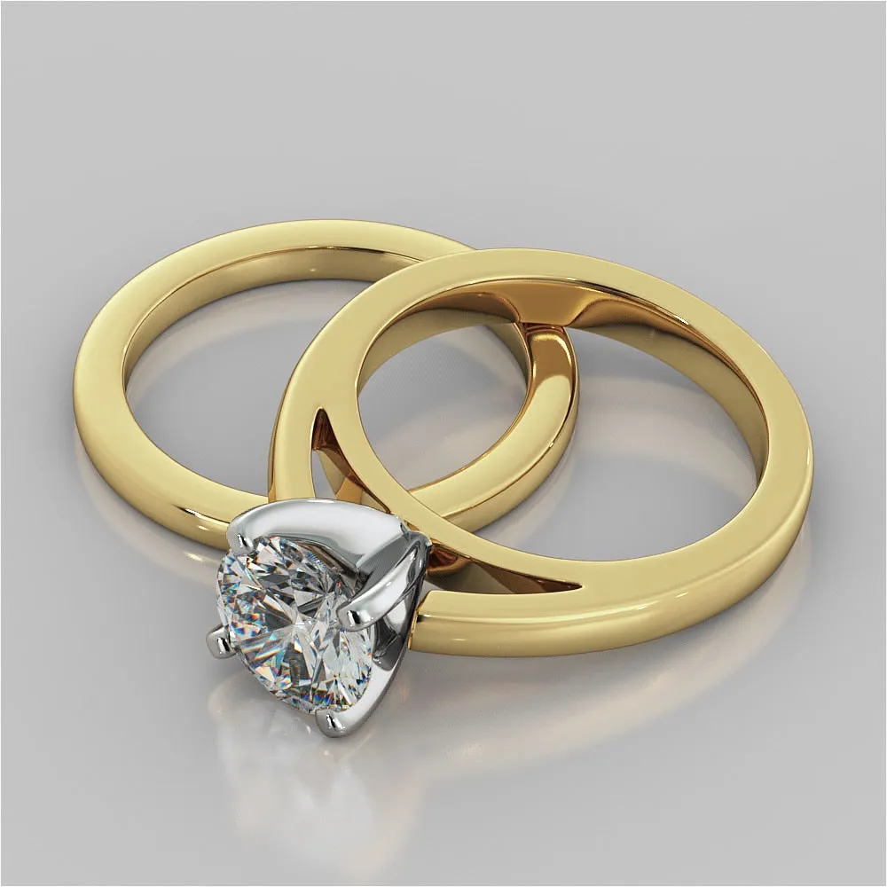Round Cut Cathedral Style Engagement Ring