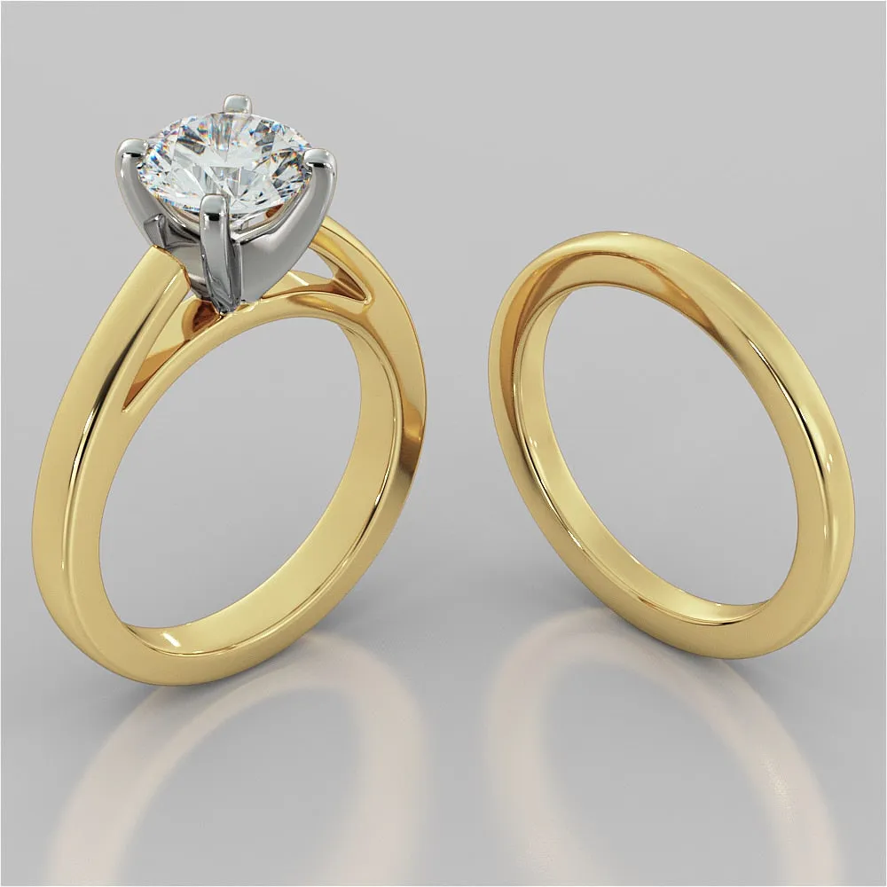 Round Cut Cathedral Style Engagement Ring