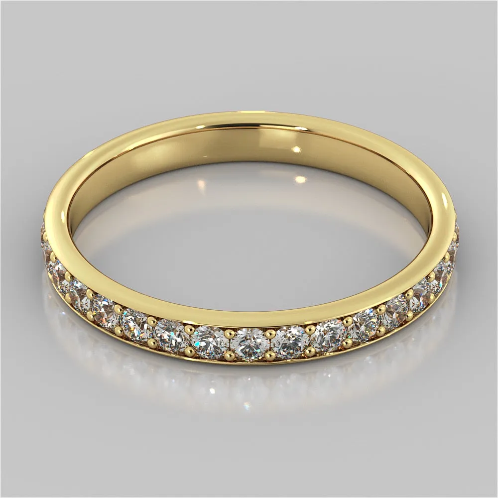 Round Cut Three Stone Trellis Wedding Set With 2 Matching Bands