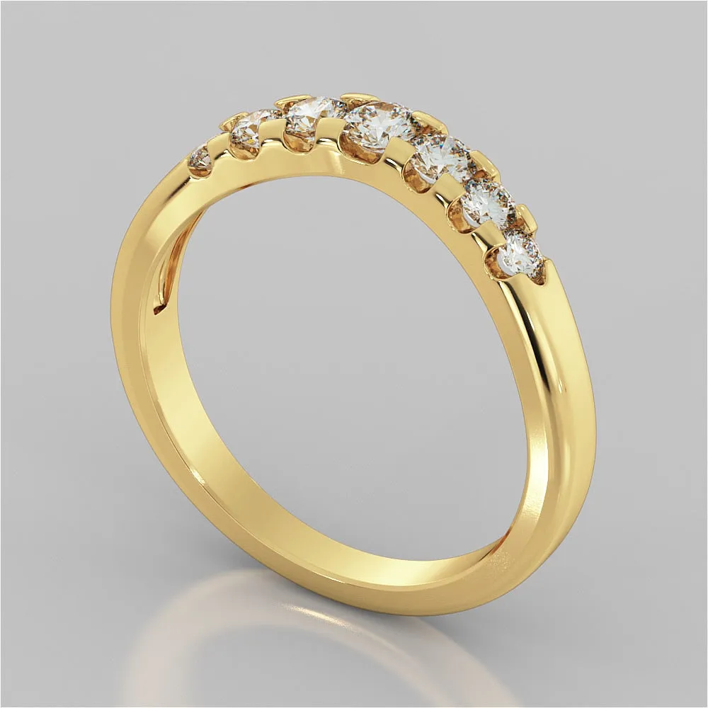Round Cut Trellis Style Tapered Engagement Ring
