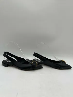 Salvatore Ferragamo Black Leather Pointed Toe Slingback Flats Women’s Size 5.5 D - Very Good